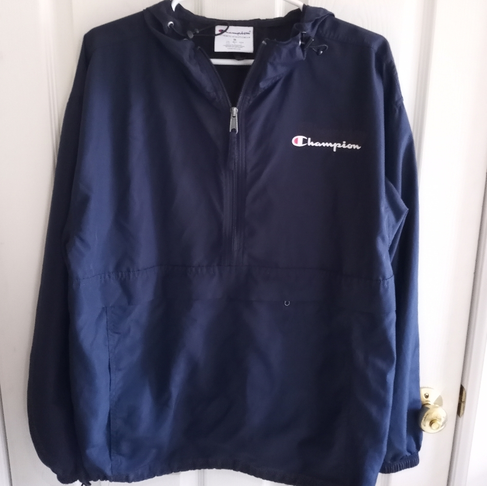 Champion Navy Blue Quarter Zip Hoodie "Packable"